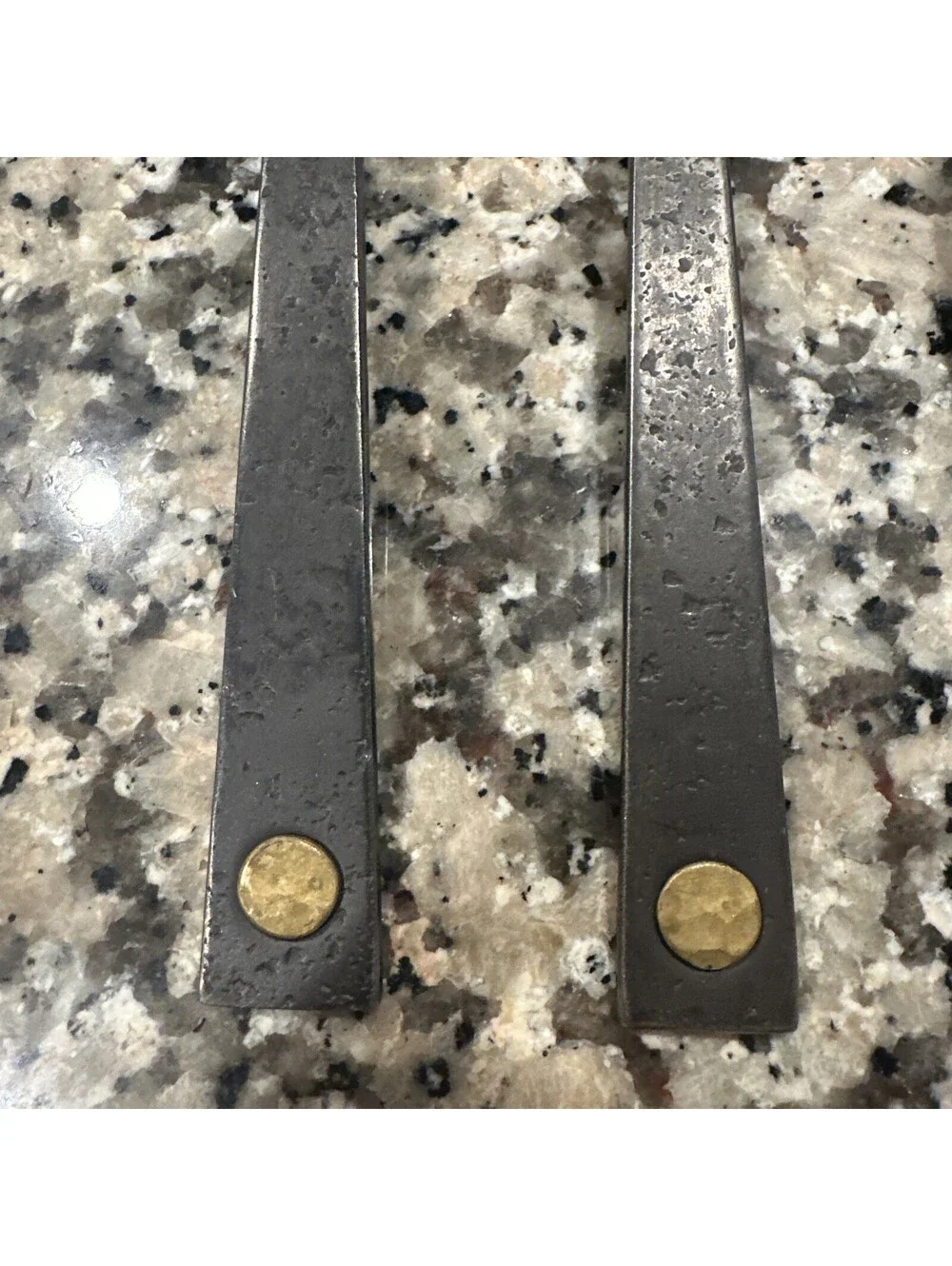 Hammered Steel Rivet Flatware 3 Spoons Jefferson Mack Rare Restoration Hardware